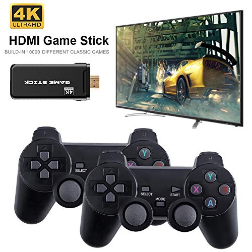 taianle Consola de Juegos Retro USB Consola inalámbrica Game Stick Consola de Videojuegos HD Salida de TV HDMI 4K Regalo de Doble Jugador para Adultos y niños (Controlador y Game Stick(64G))