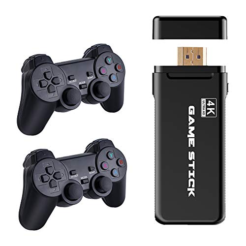 taianle Consola de Juegos Retro USB Consola inalámbrica Game Stick Consola de Videojuegos HD Salida de TV HDMI 4K Regalo de Doble Jugador para Adultos y niños (Controlador y Game Stick(64G))