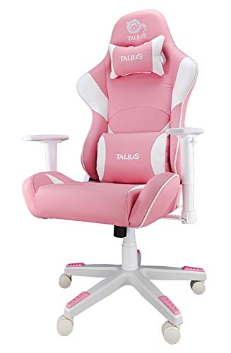 Talius Silla Gaming Profesional Dragonfly Rosa/Blanca, Ergonómica, 2D, basculante, Base Nylon, Ruedas 60mm Nylon, Gas Clase 4, Espuma Alta Densidad, Escritorio, Oficina y Gamer.
