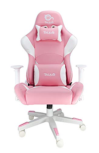 Talius Silla Gaming Profesional Dragonfly Rosa/Blanca, Ergonómica, 2D, basculante, Base Nylon, Ruedas 60mm Nylon, Gas Clase 4, Espuma Alta Densidad, Escritorio, Oficina y Gamer.