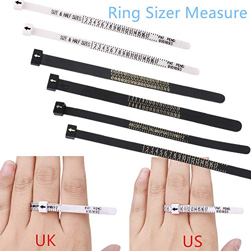 Tamaño del anillo Medidas Tamaño del anillo Reino Unido, Tabla de tallas de anillo A- Z Juego de medición de tamaño de dedo reutilizable para todo tipo de anillos (EE. UU., blanco)