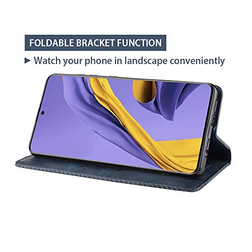 TANYO Funda Leather Folio para el Motorola Moto G9 Play/Moto E7 Plus, PU/TPU Premium Flip Billetera Carcasa Libro de Cuero con Ranuras y Tarjetas - Azul