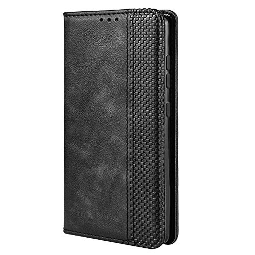TANYO Funda Leather Folio para el Motorola Moto G9 Play/Moto E7 Plus, PU/TPU Premium Flip Billetera Carcasa Libro de Cuero con Ranuras y Tarjetas - Negro