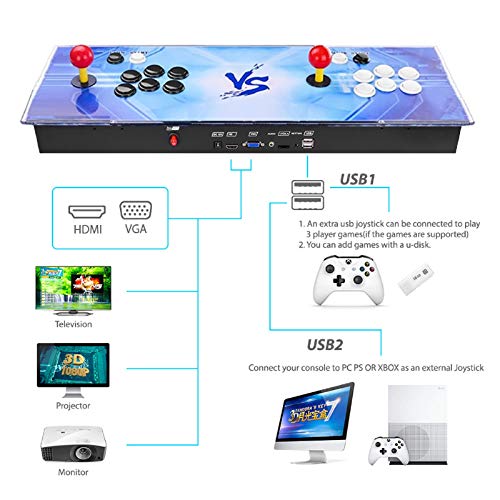 TAPDRA Consola de Juegos Retro Arcade 3D Pandora Key 7 4188 Retro HD Games (Juegos 3D 160 en uno incluidos) HD 1280x720 Soporte multijugador Agregar más Juegos Salida de Audio HDMI/VGA/USB/3,5mm