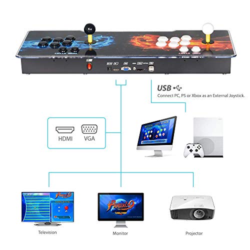 TAPDRA Consola de Juegos Retro Arcade 3D Pandora Key 7 4188 Retro HD Games (Juegos 3D 160 en uno incluidos) HD 1280x720 Soporte multijugador Agregar más Juegos Salida de Audio HDMI/VGA/USB/3,5mm