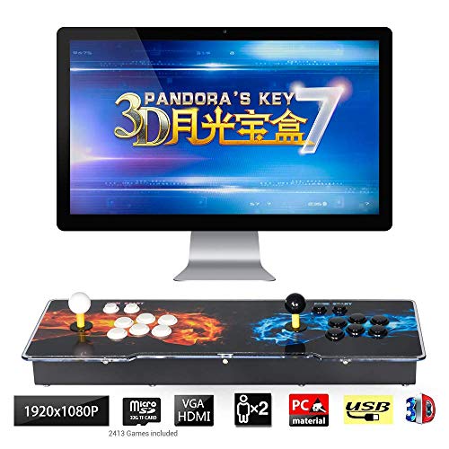 TAPDRA Consola de Juegos Retro Arcade 3D Pandora Key 7 4188 Retro HD Games (Juegos 3D 160 en uno incluidos) HD 1280x720 Soporte multijugador Agregar más Juegos Salida de Audio HDMI/VGA/USB/3,5mm