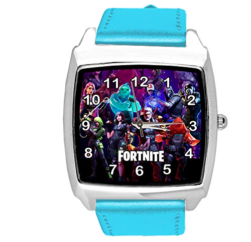 Taport - Reloj cuadrado de piel azul para los fans de Fortlite