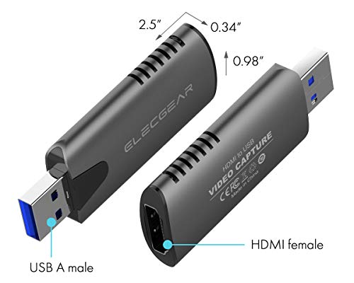 Tarjeta de Captura de Video y Audio, 4K HDMI a 1080P USB Convertidor AV Full HD Capturadora para Switch, PS4, Xbox One Grabadora de Juegos, XSplit OBS VLC Amcap Transmisión en Vivo