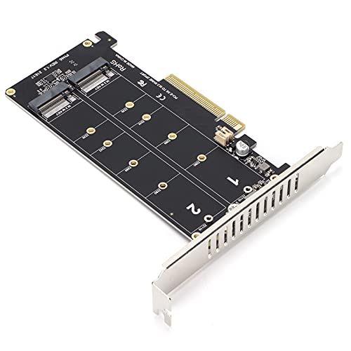 Tarjeta de expansión PCIE a NVME Dual Bay, Dual M.2 NVMe SSD a PCIE X8 M Key Tarjeta adaptadora de Disco Duro, Tarjeta de Matriz de división de señal(ph45)
