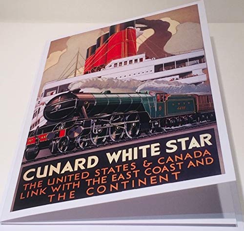 Tarjeta de felicitación de cumpleaños de Steam Locomotive, interior en blanco, 7 x 5 pulgadas, Colcards