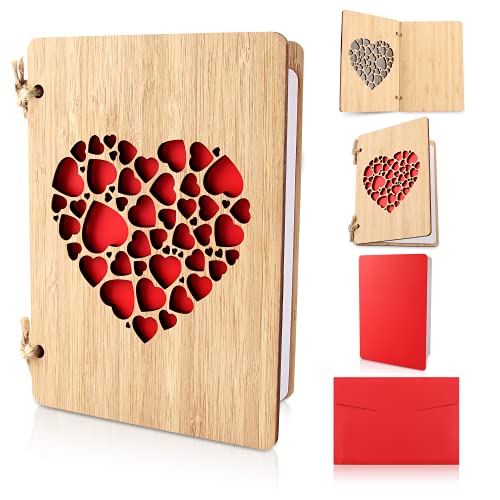 Tarjeta de Felicitación de Madera, Tarjeta de Felicitación, Tarjeta San Valentin Hecha a Mano, Tarjetas para Regalos Felicitacion de Madera con Sobres, las Mejores Ideas para Bodas y San Valentin