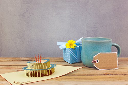 Tarjeta de felicitación para cumpleaños 30 40 50 y 60 años, hecho a mano disegno 3D desplecable con torta y texto en inglés, G06