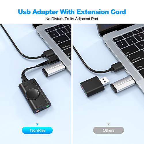 Tarjeta de sonido USB, adaptador/divisor de sonido estéreo, convertidor con control de volumen para Windows y Mac, Plug & Play, no necesita drivers