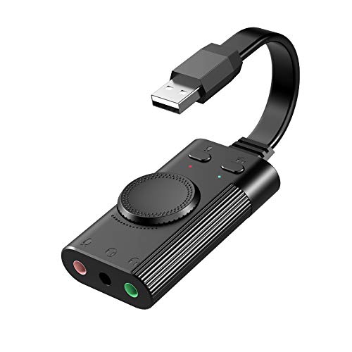 Tarjeta de sonido USB, adaptador/divisor de sonido estéreo, convertidor con control de volumen para Windows y Mac, Plug & Play, no necesita drivers