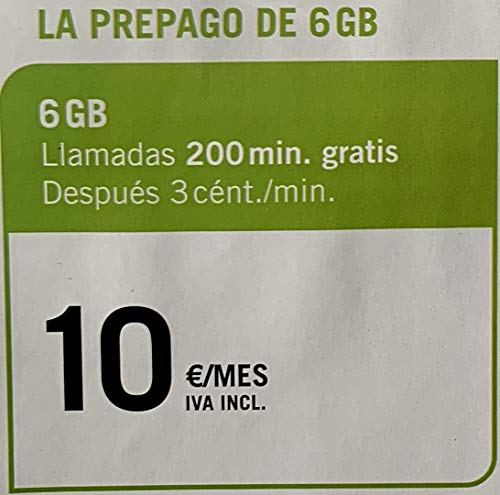 Tarjeta SIM Yoigo Prepago+ 6gb +200Minutos en Llamadas