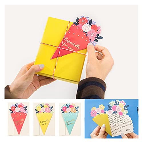 Tarjetas de felicitación originativas de vacaciones originativas de vacaciones Tarjeta de felicitación de regalo de regalo de cumpleaños de forma de flor (Color : Muli-colored, Size : 3 Pcs)