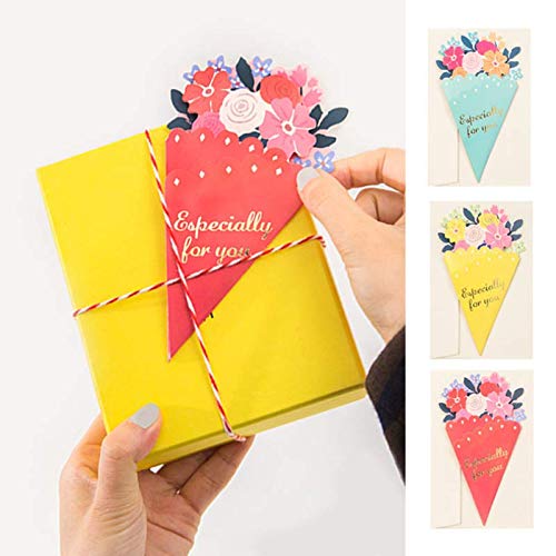 Tarjetas de felicitación originativas de vacaciones originativas de vacaciones Tarjeta de felicitación de regalo de regalo de cumpleaños de forma de flor (Color : Muli-colored, Size : 3 Pcs)