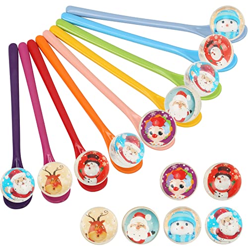 TAROME Christmas Game para niños, 18 pcs Kit de Navidad Bolas rebotantes y cucharas uego de Carreras de relevos niños Adultos