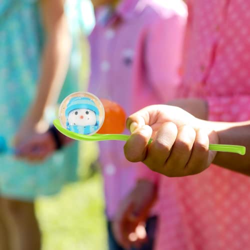TAROME Christmas Game para niños, 18 pcs Kit de Navidad Bolas rebotantes y cucharas uego de Carreras de relevos niños Adultos