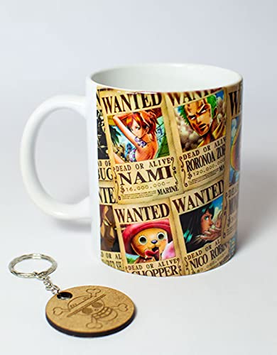 Taza - Serie One Piece + llavero (wanted) - Anime - Manga -