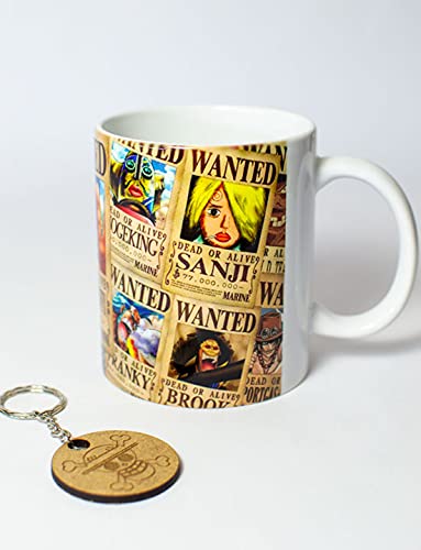 Taza - Serie One Piece + llavero (wanted) - Anime - Manga -