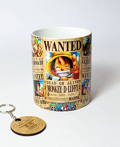 Taza - Serie One Piece + llavero (wanted) - Anime - Manga -