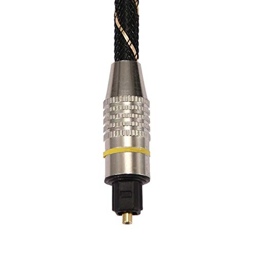 Tec-Digi Cable de audio óptico digital Toslink – 1 m [chapado en oro de 24 K, ultra duradero] Cable de fibra óptica macho a macho para cine en casa, barra de sonido, TV, PS4, Xbox, Playstation y más