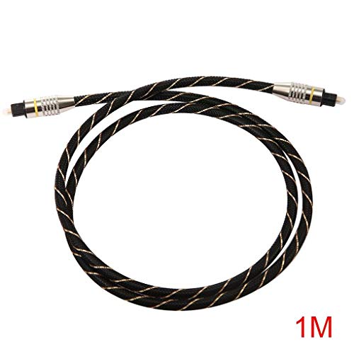 Tec-Digi Cable de audio óptico digital Toslink – 1 m [chapado en oro de 24 K, ultra duradero] Cable de fibra óptica macho a macho para cine en casa, barra de sonido, TV, PS4, Xbox, Playstation y más