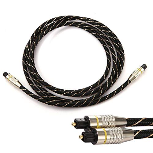 Tec-Digi Cable de audio óptico digital Toslink – 1 m [chapado en oro de 24 K, ultra duradero] Cable de fibra óptica macho a macho para cine en casa, barra de sonido, TV, PS4, Xbox, Playstation y más