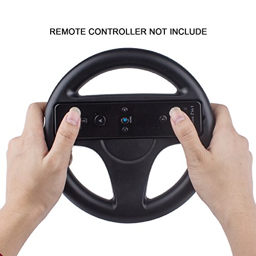 TechKen 2 Pack Mario Kart Wii Steering Wheel, Mario Kart Racing Wheel para Nintendo Wii, Mario Kart, Tank, More Wii o Wii U Racing Games (Negro)