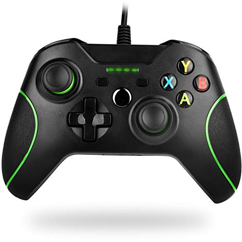TechKen Controlador con Cable Xbox One, Controladores de Juegos con Cable USB Gamepad con vibración Dual y Conector para Auriculares Compatible con Windows y X One/PC