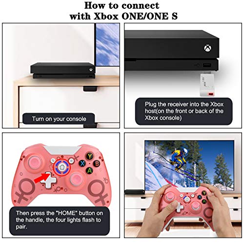 TechKen Mando inalámbrico Xbox One, sin Conector para Auriculares, Mando de Juegos de Compatible con Xbox One S/X PC (Rosa)