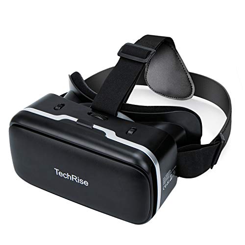 TechRise 3D VR auriculares, 3D VR anteojos Caja de realidad virtual con lente ajustable para películas y juegos 3D, compatible con iPhone Samsung y otros smartphones de 3,5 pulgadas a 6 pulgadas