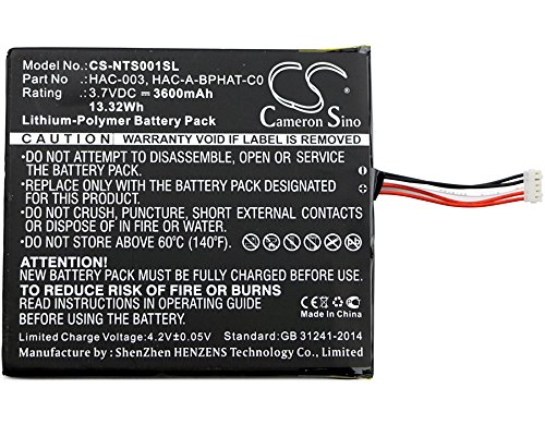 TECHTEK batería Compatible con [Nintendo] HAC-S-JP/EU-C0, Switch HAC-001 sustituye HAC-003, para HAC-A-BPHAT-C0
