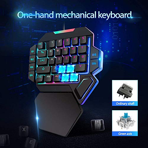 Teclado y ratón para Juegos con una Sola Mano Ippinkan Gaming Half Keyboard Mechanical 35 Keys RGB Rainbow Backlit Waterproof One-Handed Gaming Keyboard for Laptop PC