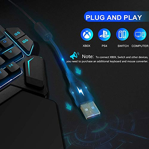 Teclado y ratón para Juegos con una Sola Mano Ippinkan Gaming Half Keyboard Mechanical 35 Keys RGB Rainbow Backlit Waterproof One-Handed Gaming Keyboard for Laptop PC