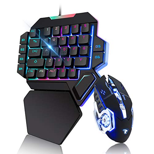 Teclado y ratón para Juegos con una Sola Mano Ippinkan Gaming Half Keyboard Mechanical 35 Keys RGB Rainbow Backlit Waterproof One-Handed Gaming Keyboard for Laptop PC