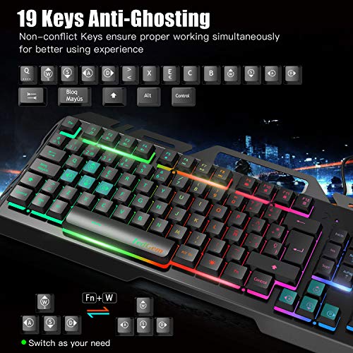 Teclados Gaming, TedGem Teclado Gaming, Teclado USB, Teclado Gaming PS4 LED Retroiluminado con Cable USB, Teclado para PC / Laptop / PS4 / Xbox One (Teclados Español, Negro)