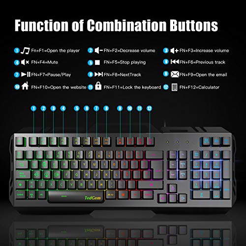 Teclados Gaming, TedGem Teclado Gaming, Teclado USB, Teclado Gaming PS4 LED Retroiluminado con Cable USB, Teclado para PC / Laptop / PS4 / Xbox One (Teclados Español, Negro) Teclados Gaming, TedGem Teclado Gaming, Teclado USB, Teclado Gaming PS4 LED Retroiluminado con Cable USB, Teclado para PC / Laptop / PS4 / Xbox One (Teclados Español, Negro)