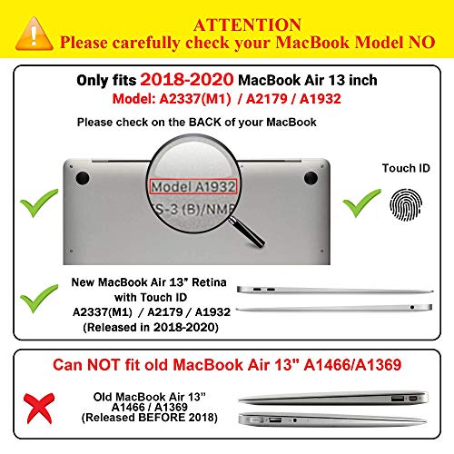 TECOOL Funda para 2020 2019 2018 MacBook Air 13 Pulgadas A2337 (M1) / A2179 / A1932, Cubierta de Plástico Dura Case Carcasa con Tapa del Teclado para Nuevo MacBook Air 13 con Touch ID - Transparente