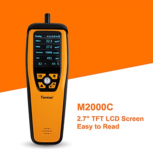 Temtop M2000C Monitor de calidad del aire para PM2.5 PM10 Partículas Temperatura CO2 Humedad configurable Alarma de audio Grabación Curva Fácil Calibración, ✩Garantía de tres años✩