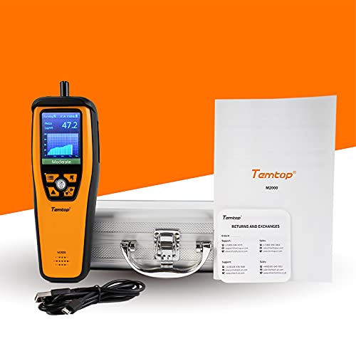 Temtop M2000C Monitor de calidad del aire para PM2.5 PM10 Partículas Temperatura CO2 Humedad configurable Alarma de audio Grabación Curva Fácil Calibración, ✩Garantía de tres años✩