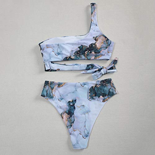 Tendencia de la Moda de Las señoras Clásico Impresión en Color sólido Traje de baño Bikini Dividido Bañador de Dos Piezas Mujer (P,S)