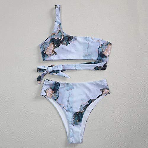 Tendencia de la Moda de Las señoras Clásico Impresión en Color sólido Traje de baño Bikini Dividido Bañador de Dos Piezas Mujer (P,S)