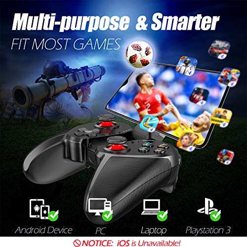 TERIOS Mobile Game Controller para Android, PC Mando, Gaming Remote para Smartphones, PS3, Windows, Instant Play y Función Turbo