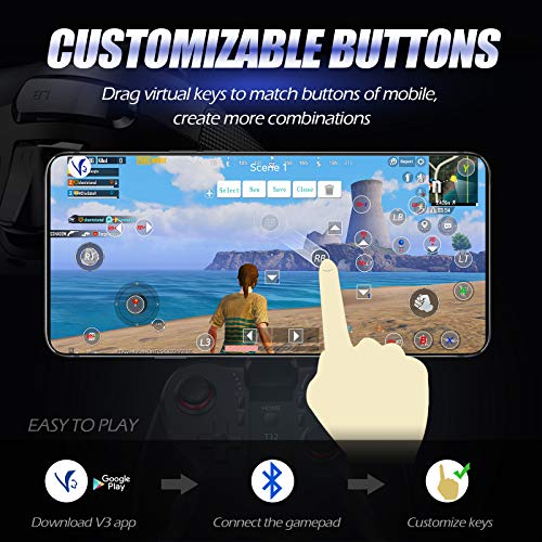 TERIOS Mobile Game Controller para Android, PC Mando, Gaming Remote para Smartphones, PS3, Windows, Instant Play y Función Turbo