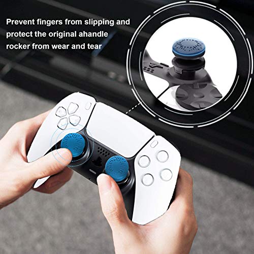 TEUVO Thumbsticks para PS4 Joystick y para PS5 Joystick, 2 Pcs de Silicona Thumb Grips Joystick Grips, Mejorar la Precisión del Control y la Puntería, Reducir Pulgarcito Fatiga, Azul
