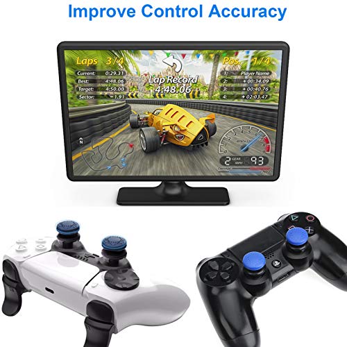 TEUVO Thumbsticks para PS4 Joystick y para PS5 Joystick, 2 Pcs de Silicona Thumb Grips Joystick Grips, Mejorar la Precisión del Control y la Puntería, Reducir Pulgarcito Fatiga, Azul
