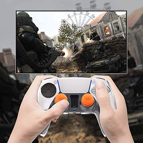 TEUVO Thumbsticks, Silicona Thumbsticks Grips Gorras para PS4 Joystick y para PS5 Joystick a Aumentar Precisión, Objetivo y Consuelo, Naranja, 2 Pcs