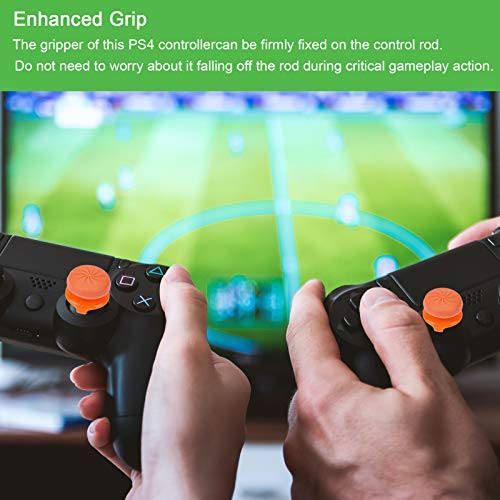 TEUVO Thumbsticks, Silicona Thumbsticks Grips Gorras para PS4 Joystick y para PS5 Joystick a Aumentar Precisión, Objetivo y Consuelo, Naranja, 2 Pcs